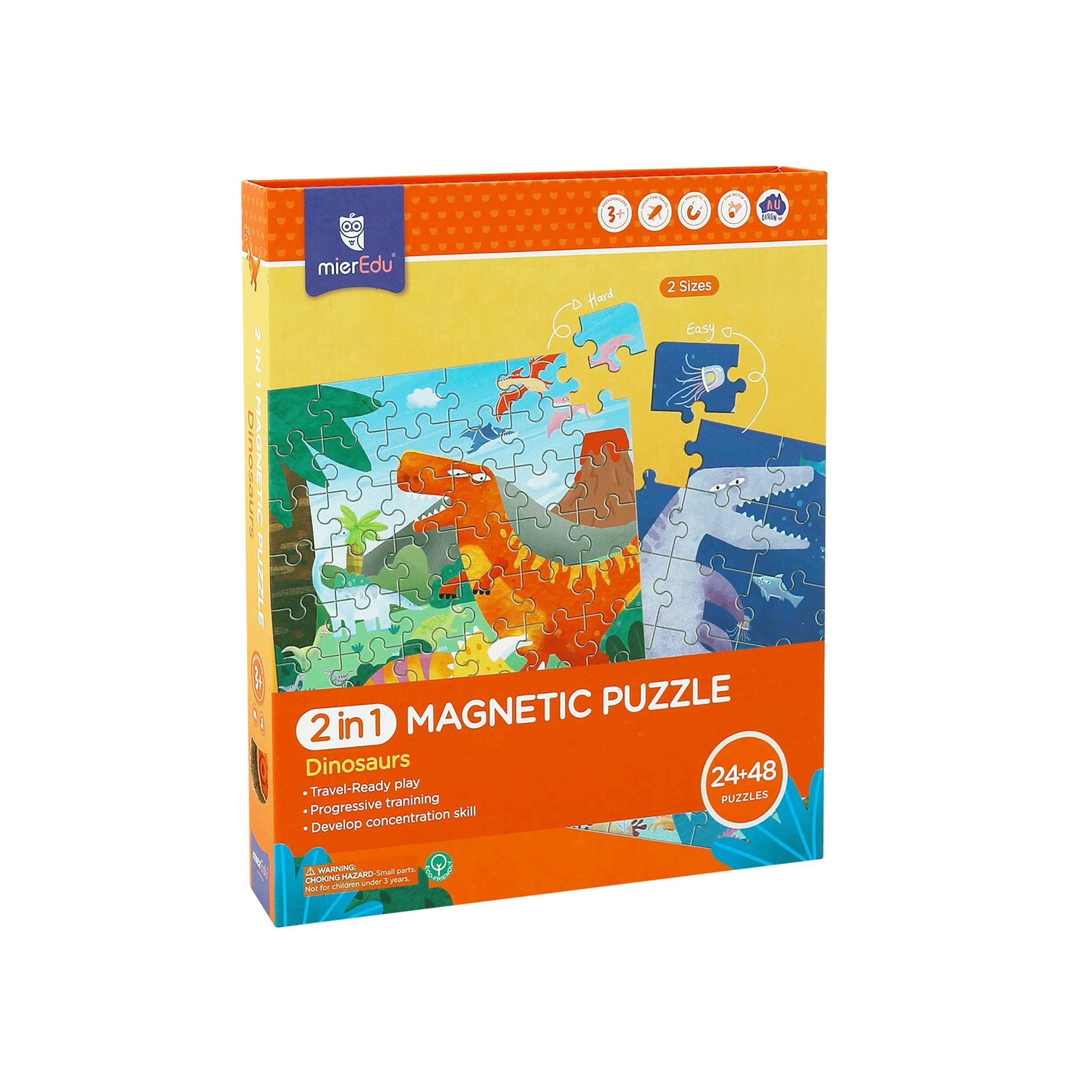 mierEdu - Magnetic Puzzle 24+48 pcs - Dinosaurs - (ME181)