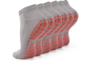 NOVAYARD 6 Pairs Non Slip Grip Socks Yoga Pilates Hospital Socks Sticky Grippers for Men Women