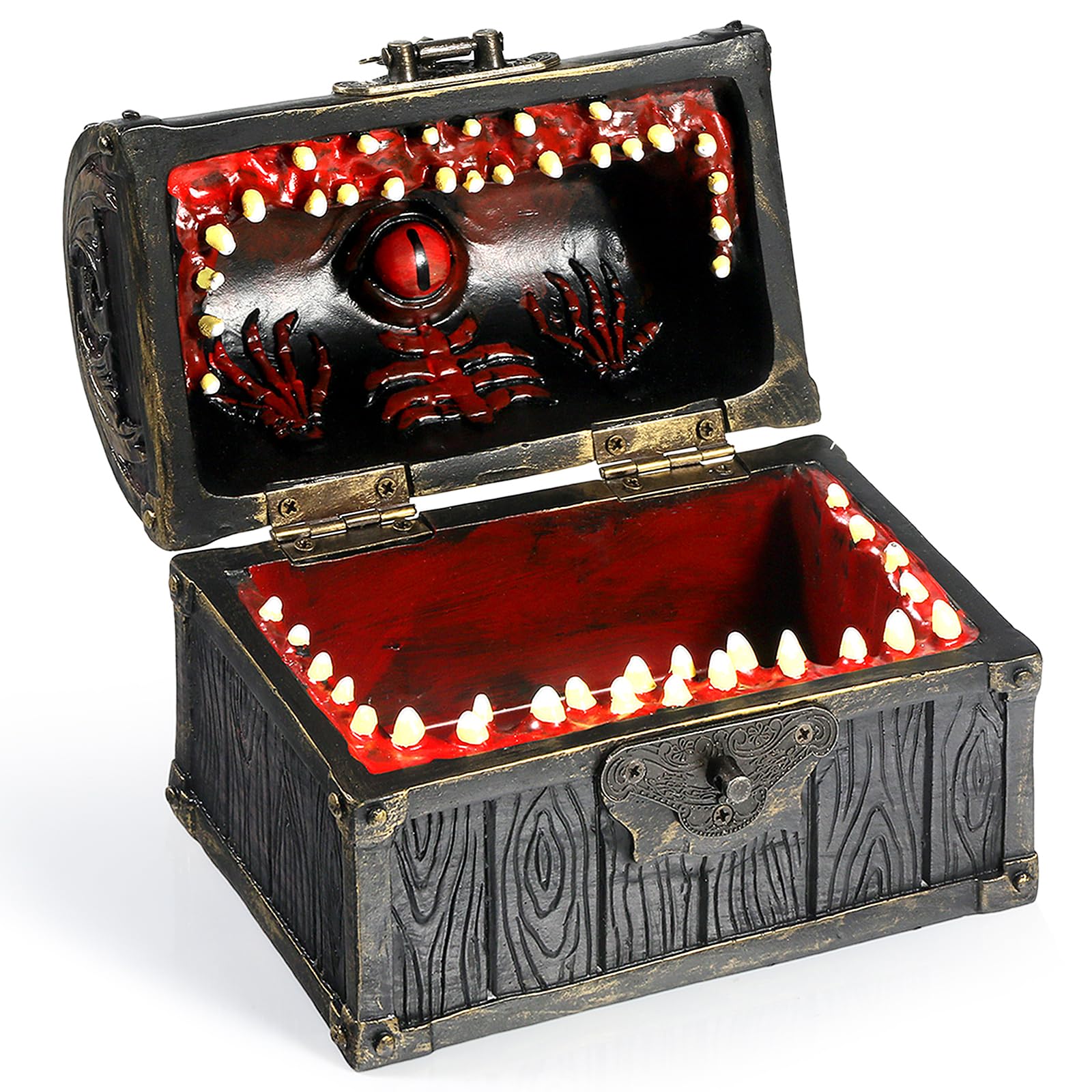 DNDND Mimic Chest Dice Storage Box for 6 Sets of Polyhedral Dice, Great Gift for Dungeons and Dragons Players, DM Masters RPG Gaming