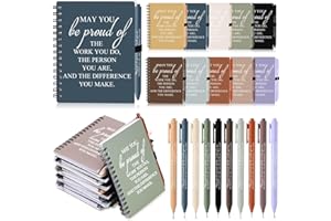 Honoson 10 Sets/20 Pcs Christmas Employee Appreciation Gifts May You Be Proud The Work Notebook with Ballpoint Pen Inspirational Journals Bulk Thank You Gifts for Team Coworker Staff (Vivid Color)