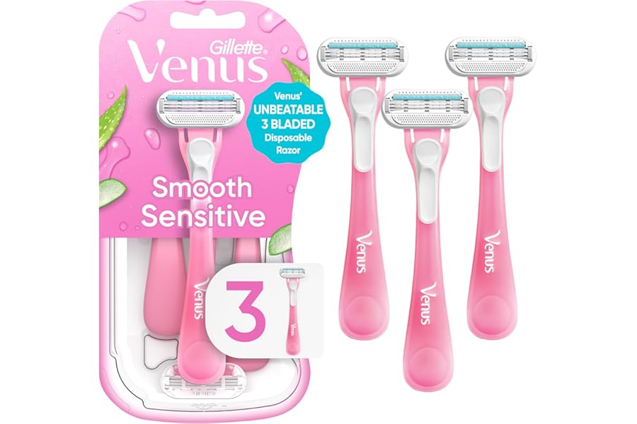 Gillette Venus Sensitive Women's Disposable Razors - Single Package of 3 Razors