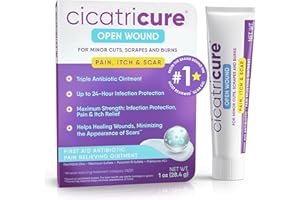 Cicatricure Triple Antibiotic Ointment with Pain Relief, Bacitracin Antibiotic Ointment & Cream for Wound Care, Healing Ointment for Cuts, Burns, Insect Bites, First Aid Supplies Essential, 1 oz
