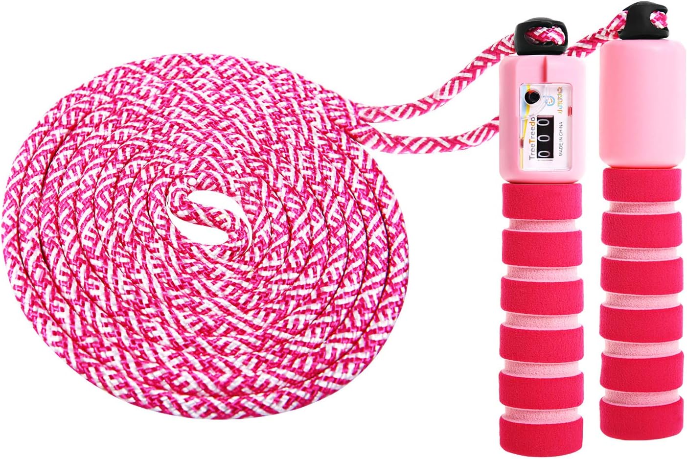 KONVINIT Skipping Rope for Children,Jump Rope Kids Adjustable with Counter and Comfortable Anti-Slip Handles Gifts for Boys and Girls,Pink
