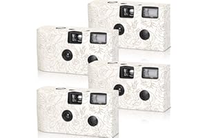 Zhengmy 4 Pack Disposable Camera for Wedding,34mm Single Use Camera with Flash One Time for Gathering Wedding Anniversary Travel Party Supply(Fresh Style, Black White Film)