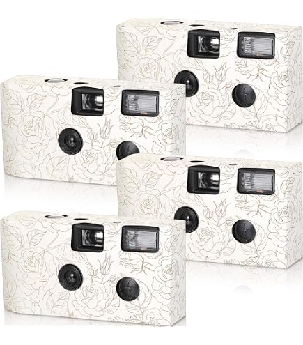 Kanayu 10-Pack Disposable Cameras With Flash – 35mm Single-Use Wedding Cameras In Gold Rose Design For Parties, Travel & Events