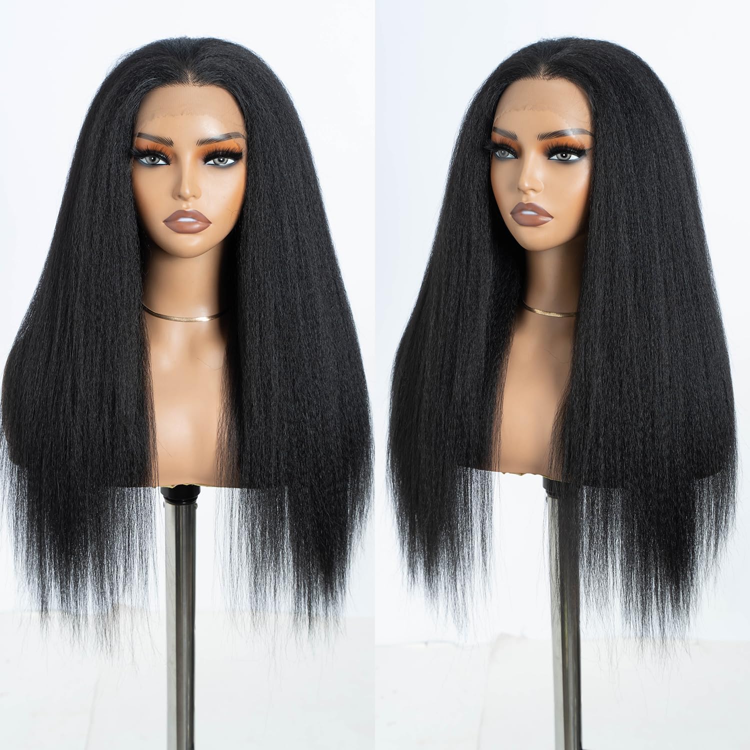 Style Icon Yaki Straight Lace Front Wig 24 Inches 13x4 Lace YAKI Straight Synthetic Hair Wig Free Part Wig For Women Heat Resistant Fiber