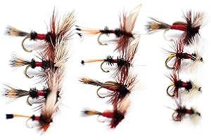 Outdoor Planet 12 Psycho Prince/Anato May/PMX/Parachute Hopper Dry Flies and Nymph Flies for Trout Fly Fishing Flies Lure Assortment