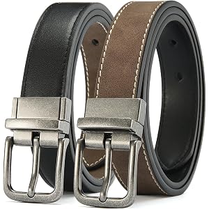 CHAOREN Boys Reversible Dress Belt 1 Piece - 1" Leather Belt for Kids | 1 Belt, 2 Colors, Classic Style, Trim-to-fit, Comfort