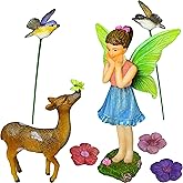 Mood Lab Fairy Garden Deer Decor Set, Miniature Fairy Garden Accessories Kit, 7-Piece Indoor & Outdoor Decor