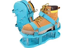 HUTENOY Lawn Aerator Shoes with Spring Base–Free-Installation,Lawn Aerator Tool with Automatic Leaf and Dirt Cleaning,Heavy-Duty Spike Shoes for Lawn Care,Adjustable Laces–Perfect for Lawn and Yard!（Blue）