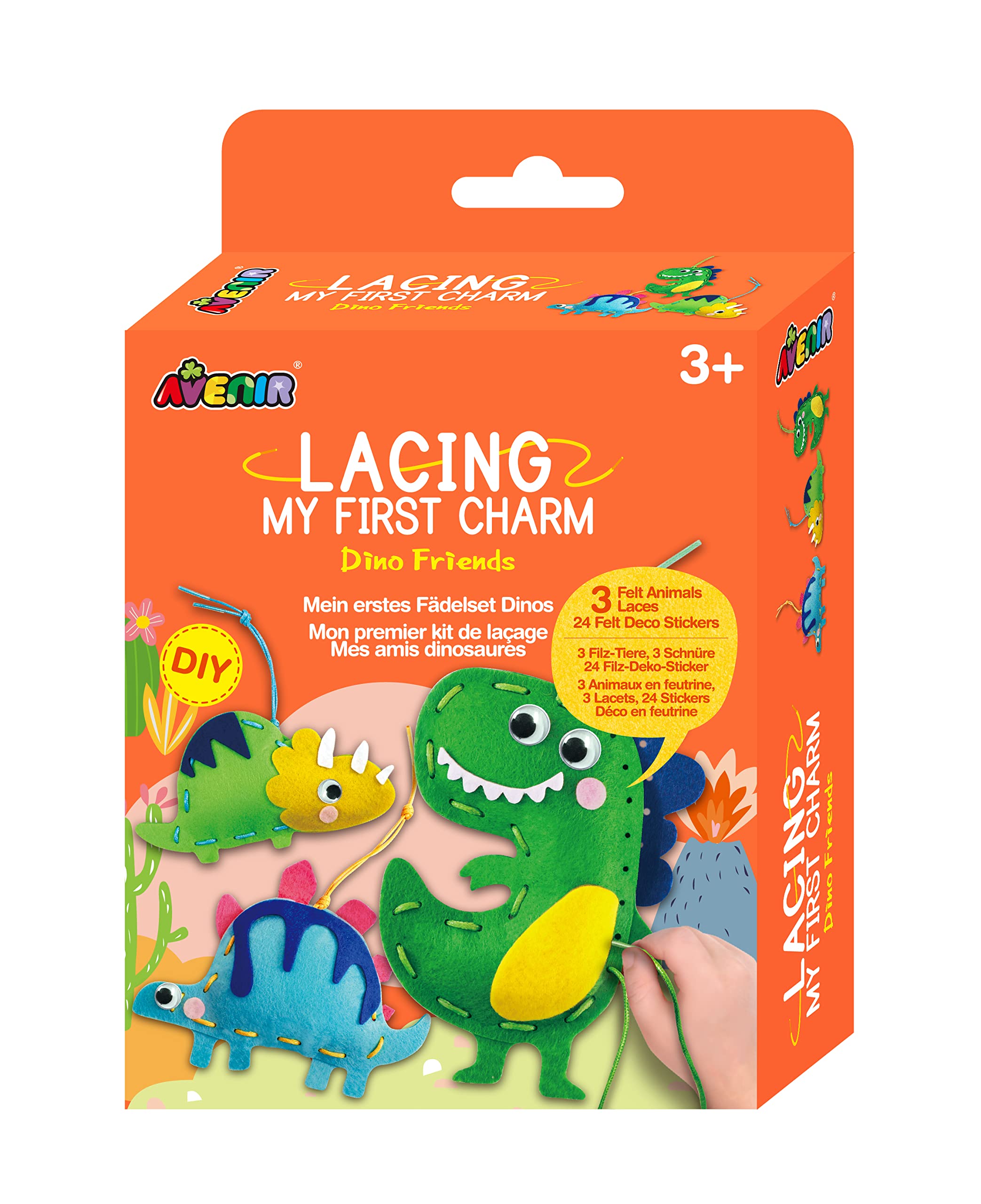 Avenir My First Lacing Kit | Dino Friends | Improve Sewing and Stitching Skills | Creative Fun for Kids 3+ (CH211798)