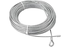 SXKXM 100 Foot Steel Replacement Cable Fit for TranzSporter Ladder Hoist, 200 and 250 Pound Platform Elevator 5/32" Galvanized Cable with Braided Eyelet End, TP-250, LH200, LH2000 Hoists Cable