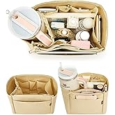 TOVICE Tote Bag Organizer Insert with Stanley Cup Holder and Zipper Bag, Compatible with Neverfull, Saint Louis and More, 9 Pockets (Beige, Medium)