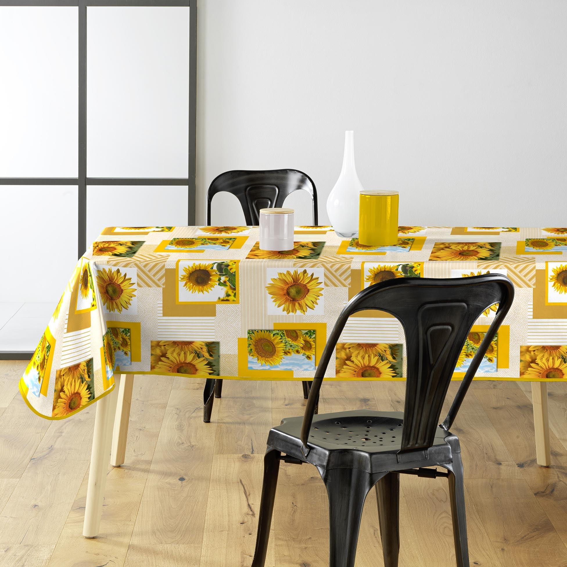 Douceur d'Intérieur, Rectangular Tablecloth (140 x 240 cm) Sunflower, PVC Photoprint
