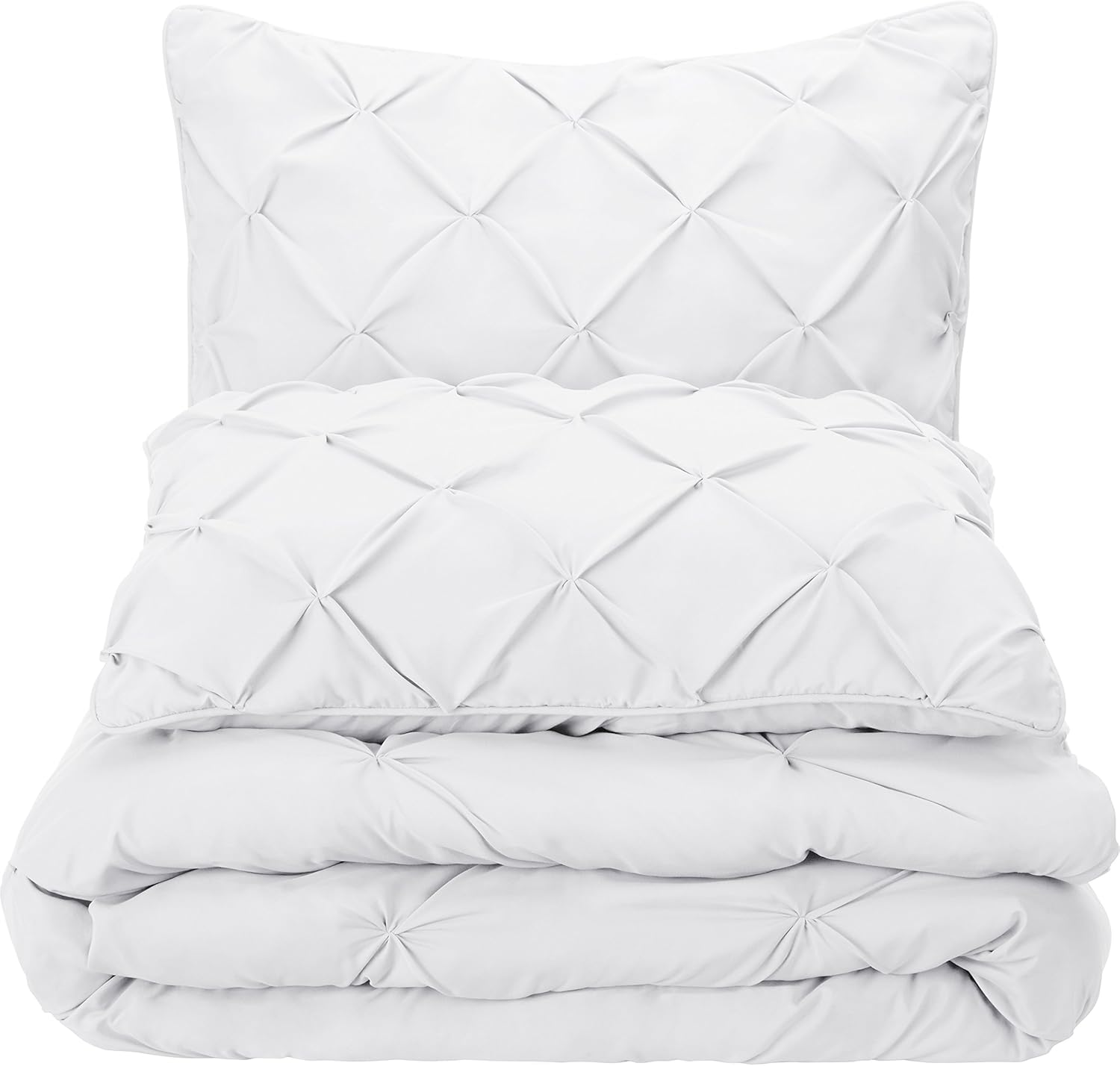 Basics Pinch Pleat Comforter Bedding Set, Full / Queen, Bright White: Home & Kitchen
