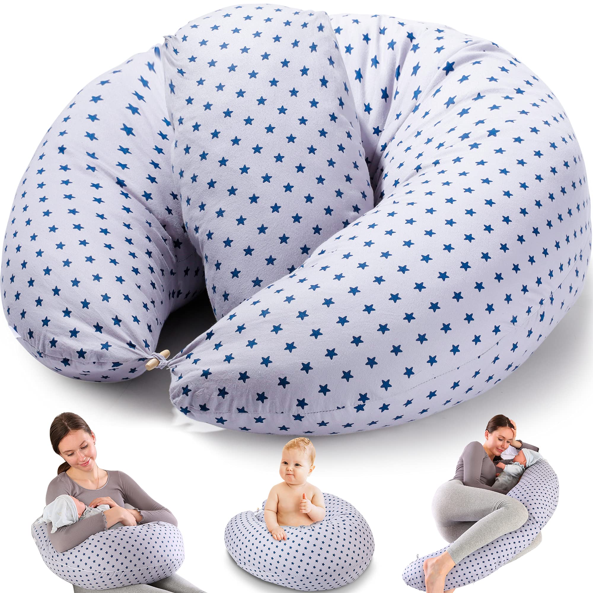 Chilling Home® Pregnancy Pillow Multifunctional Breastfeeding Pillows, Comfortable Pregnancy Pillows for Sleeping+Small Nursing Pillow for Baby & Mom, Maternity Pillow with Washable Cover (Grey)