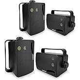 STUDIOFINIX 3.5" Outdoor Bluetooth Speakers Wired Waterproof, 400W 3 Way Upgrade Premium Wall Mount Speakers, Durable Mountable Loud Sound System for Patio Indoor Deck Garage (Black 2 Pairs)