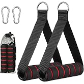 flintronic Exercise Handle, Resistance Bands Handle, Replacement Handle Attachments for Cable Machine Pulleys, Gym Handles with 2 Heavy Duty Carabiner Hooks, for Fitness Workout Gym Pilates Yoga