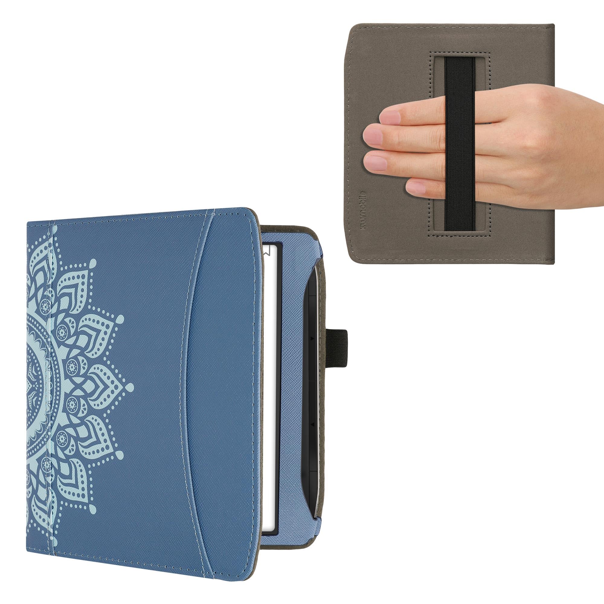 kwmobile Case Compatible with Pocketbook Era/Era Color - PU Leather Cover with Magnetic Closure, Strap, Front Pocket - Rising Sun Blue — image 1