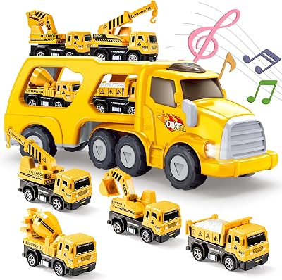 EUTOYZ 5 in 1 Construction Toy Cars Set for 1-6 Years Boys