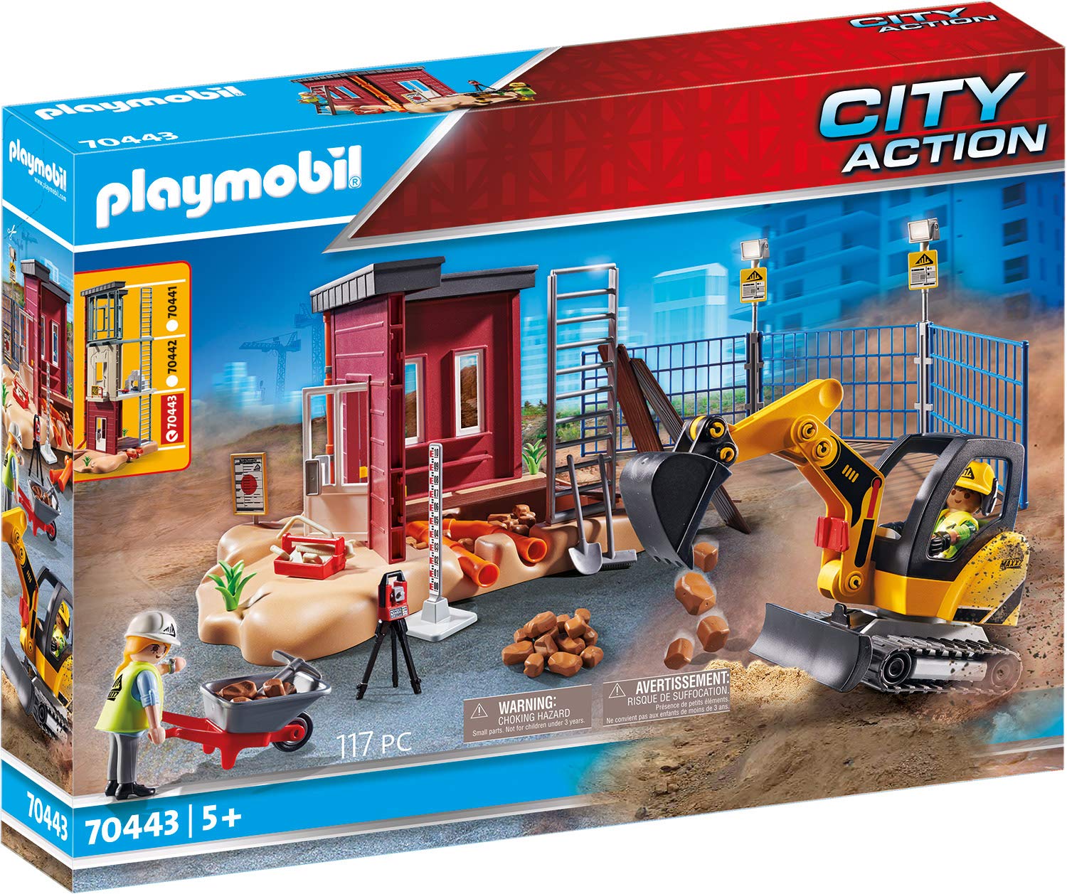 Playmobil 70443 City Action Construction Small Excavator with Movable Bucket, for Children Ages 5+, Fun Imaginative Role-Play, PlaySets Suitable for Children Ages 4+