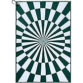 ZEETY Golf Towel with Carabiner Clip – 16"x24" Kaleidoscope Pattern Microfiber Golf Towels – Unique Golf Accessories & Golf Gifts for Men & Women (Green)