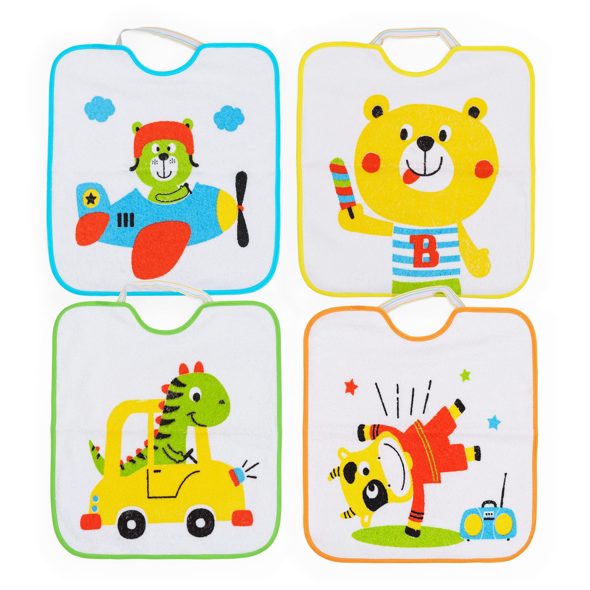 Ti TIN Pack 4 Impermeables Baby Bibs / 90% Cotton and 10% Polyester/Rubber Closure/Infant Over 1 Year, 32x36 cm