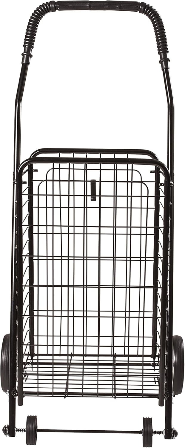DMI Folding Utility Cart on Wheels, Shopping Trolley, Lighweight and Compact, Black: Health & Personal Care