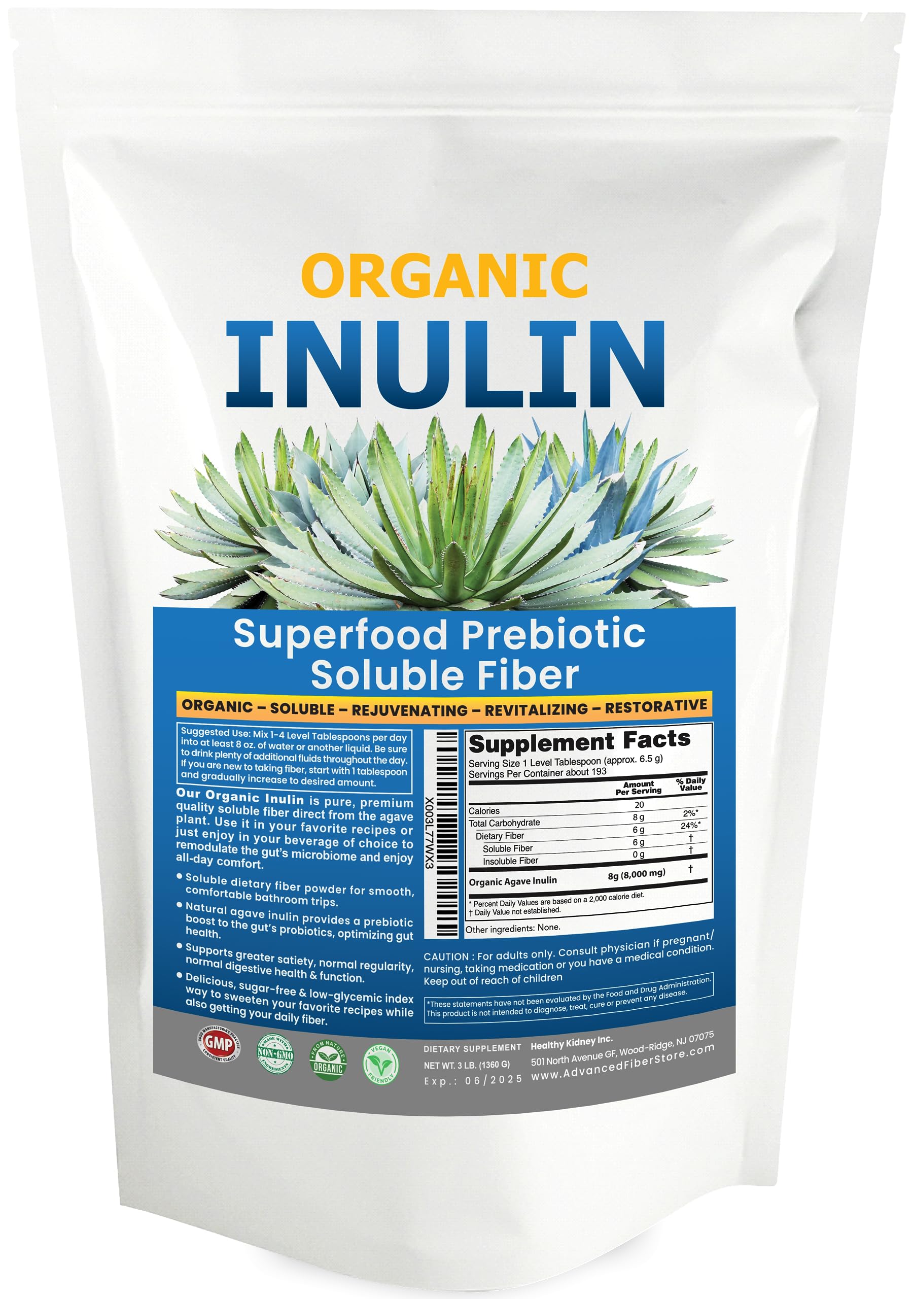 Kidney Restore Inulin Powder (48oz/3 Pounds) Gentle