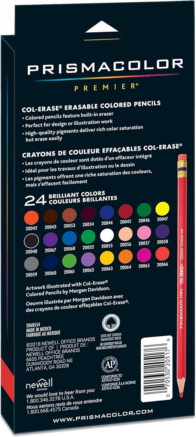Prismacolor Col-Erase Erasable Colored Pencil, 24-Count, Assorted Colors (20517) : Wood Colored Pencils : Office Products