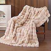 Thistleap Tie-dye Khaki Fluffy Fuzzy Throw Blanket Faux Fur Bubble Furry Throw Blanket 50x60 for Sofa Couch Bedroom Soft Cozy Plush Thick Weighted
