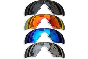 Betterun 4 Pairs Anti-scratch Polarized Replacement Lenses for Oakley Si Ballistic M Frame 2.0 Sunglasses, Retro Black+silver+blue+fire