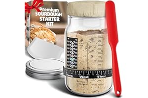 BENICCI Ultimate Sourdough Starter Jar Kit 31.8 oz - Reusable Jar for Easy Bread Baking - Perfect to Make Your Sour Dough Starter - Easy to Use & Clean - Complete Sourdough Starter Kit - Great Christmas Gift