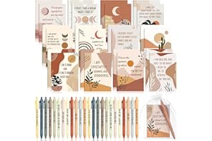 Mooliwe 12 Set/24 Pcs Positive Affirmation Gift Set Gratitude Notebooks with Pens Small Bags Motivational Encouragement Notepads Daily Affirmations Journal for Women Stress Relief Self Care(Rainbow)