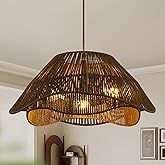 ZSDHXi Rattan Pendant Light Fixture Ceiling, 19.68”Hand Woven Wicker Chandelier, Rustic 3-Light Large Hanging Lamp, Adjustabl