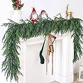 2 Pcs 6FT Artificial Norfolk Pine Garland,Real Touch Christmas Garland,Greenery Garland Christmas Decor,Christmas Decorations for Mantle, Table, Staircase,Wall & Indoor Outdoor