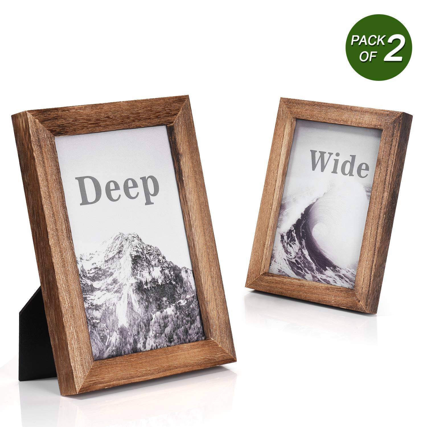 Tan HomeMe 5x7 Picture Frame 3Pack Wood for TableTop Display and Wall