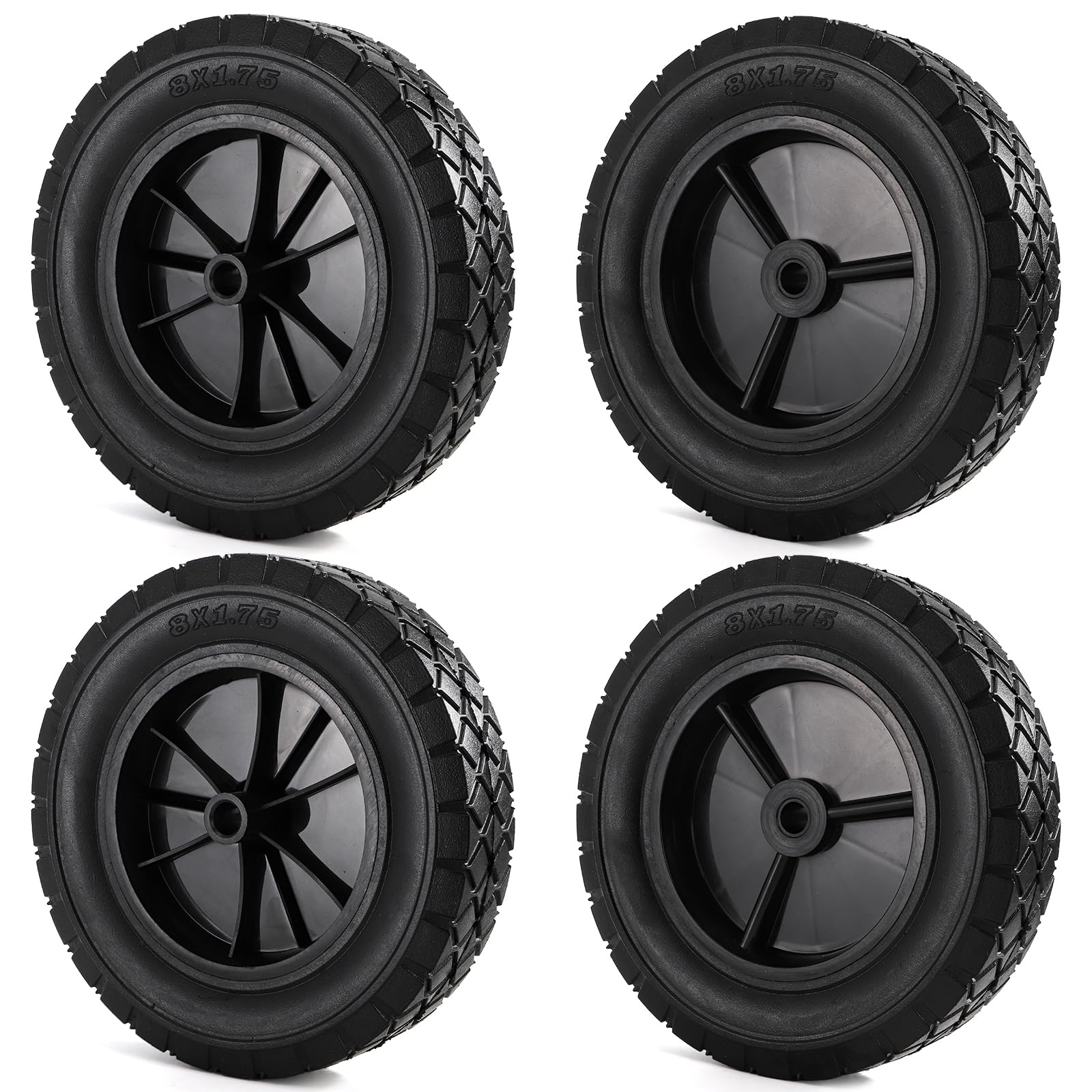 Photo 1 of Covzoe 4 Pack 8 x 1.75 Inch Hand Truck Wheels, Universal Rubber Lawn Mower Wheels, Replacement Tires for Garden Recliner, Compressor, Dolly
