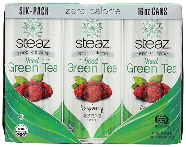 STEAZ ORGANIC RASPBERRY ICED TEA 6PK, 16 FZ