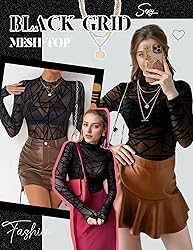 Zeagoo Ladies Mesh Sheer See Through Mock Neck Top
