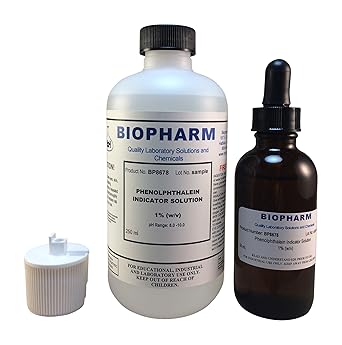 Biopharm Phenolphthalein Ph Indicator 1 Solution 250 Ml 8 Oz Bottle Plus 1 Dropper Bottle 2 Oz Containing 50 Ml Of Solution Amazon Com Industrial Scientific