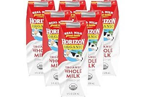 Milk Organic Whole Milk, Shelf Stable Whole Milk Boxes, Horizon Milk Single Serve, 8.0 Fl oz (BETRULIGHT Value Pack of 6) (Whole Milk)