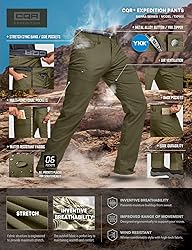CQR Men's Active Flex Tactical Pants, Water