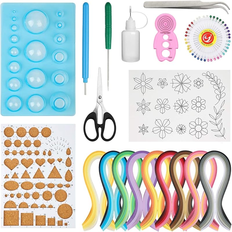 Hyber&Cara Quilling Tools Set 19 Pcs with 45 Colors 900 Strips Board Mould