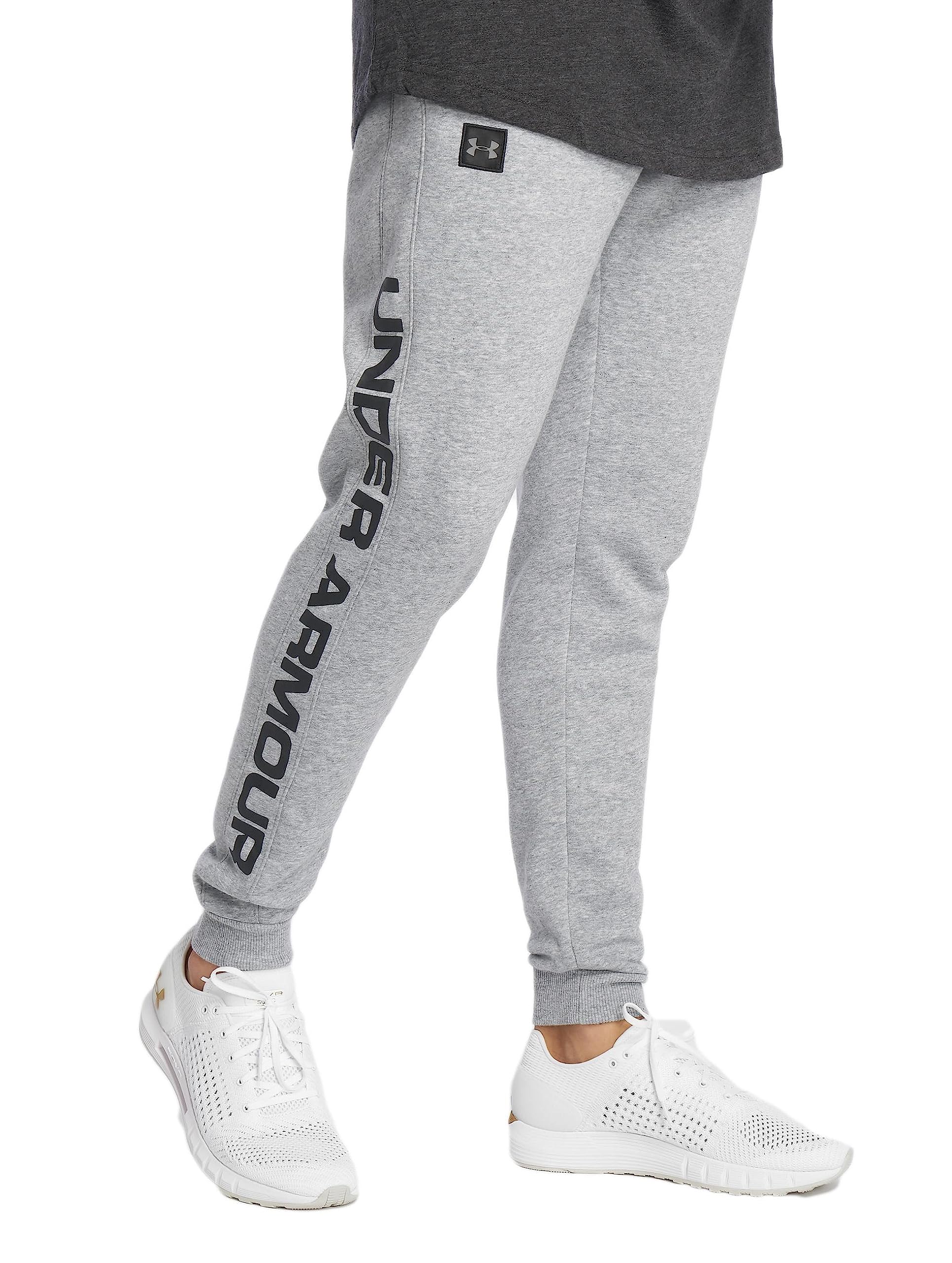 Under Armour Rival Fleece Script Jogger Trousers - Steel Light Heather/Black, 2X-Large