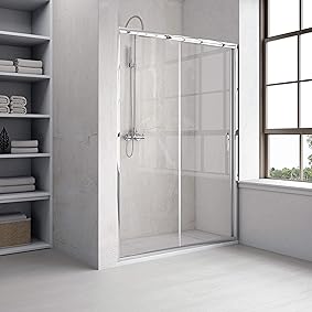 MAMPARA DE DUCHA FRONTAL 1 FIJO + 1 PUERTA CRISTAL TRANSPARENTE (96 a 109) 