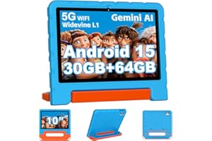 2026 Kids Tablet 10 inch Android 15 Tablets for Kid Octa-Core, 30GB+64GB (TF 1TB), Toddler Tablet with Shockproof, 5G WiFi, P