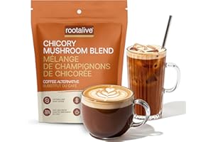 Rootalive Chicory Mushroom Blend 120g Great Coffee Substitute,Made in Canada with Cordyceps, Reishi, Lion's Mane, Turkey Tail