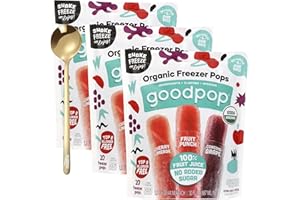 MOOFIN Organic Freezer Pops, Assorted Flavors, 20-Count | Bundled With Golden Spoon - Usda Organic, Vegan, Fruit Popsicles Real Fruit Juice, No Added Sugar, Allergen-Free [Pack Of 3]