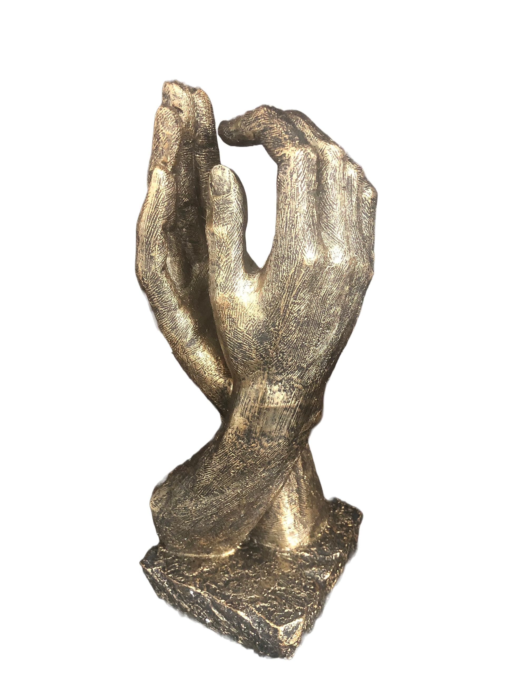 Haute Collage Large Bronze Hands Sculpture Wedding Present Marriage Proposal Life-Size 26cm /10 inch 830 gms (Antique-Gold)
